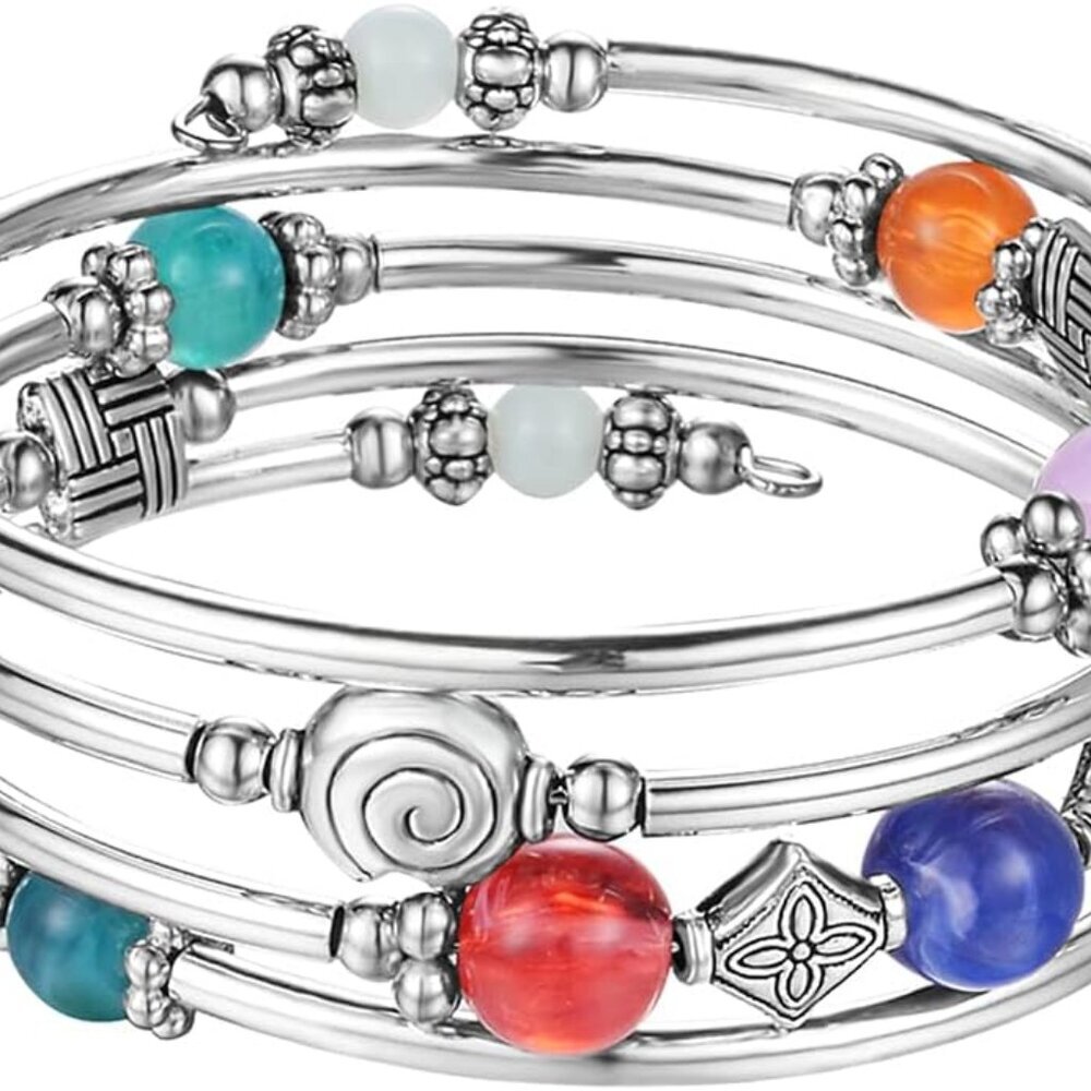 Beaded Pearl Bangle Wrap Bracelet - Fashion Bohemian Jewelry Multilayer Charm Br
